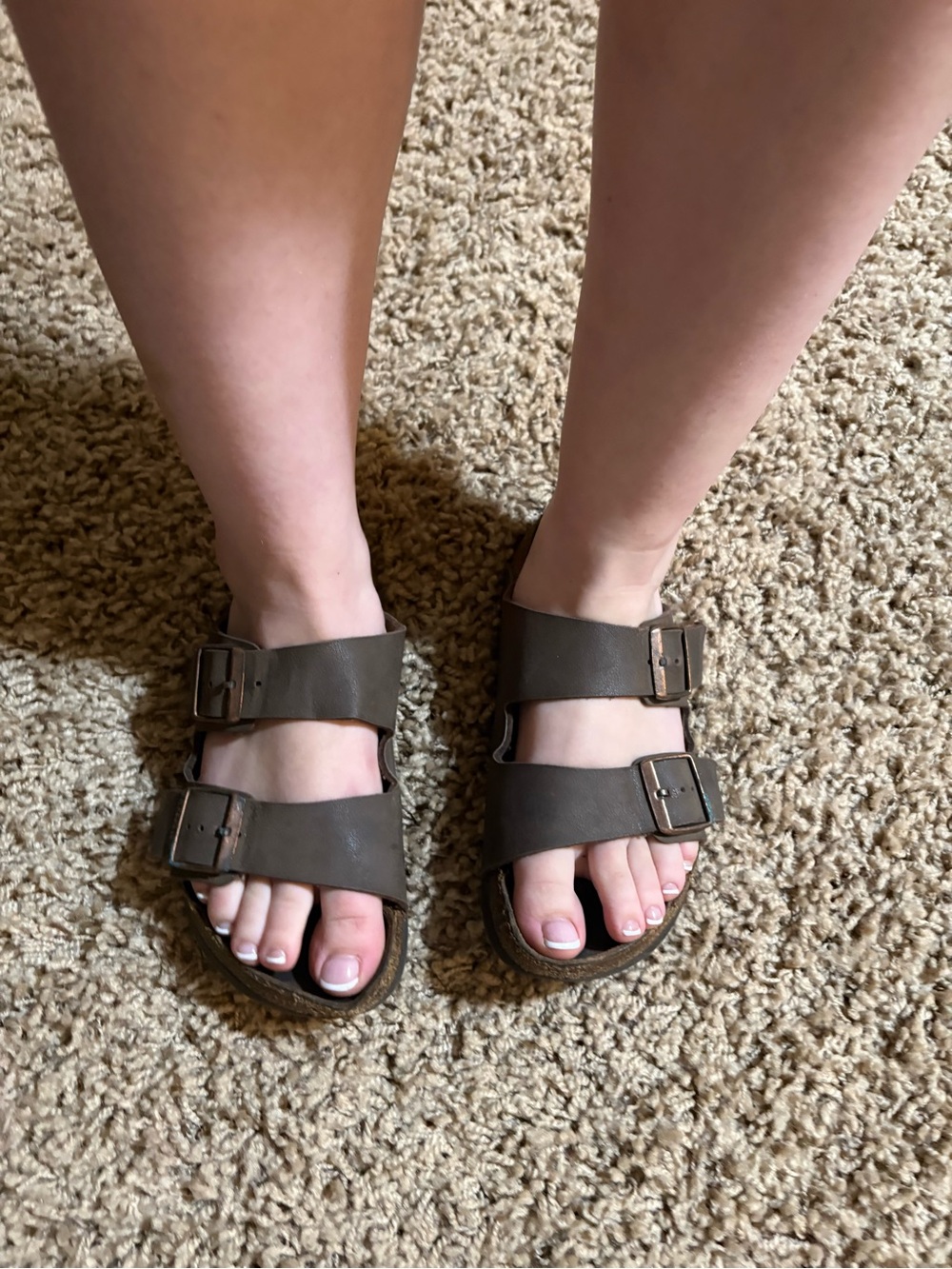 Well Worn Birkenstock Brown Double-Strap Sandals with Metal Buckles Size 9